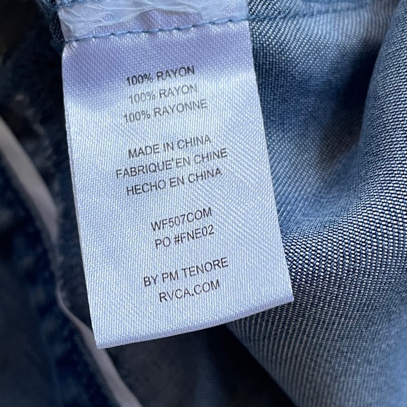 RVCA Womens Small Moto Jacket Rayon Lightweight Blue Full Zip Long Sleeve - Picture 8 of 8